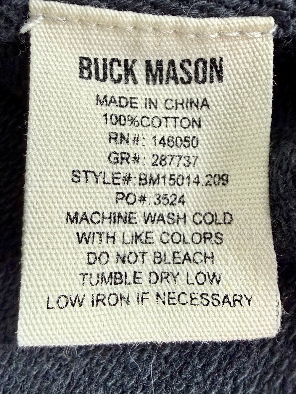 Buck Mason Alpine Fleece Full Zip Hoodie XL Faded Navy BM15014 - Picture 11 of 13